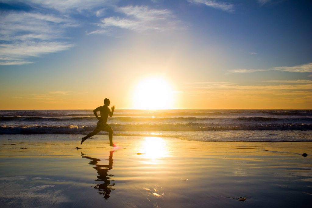 running on the beach