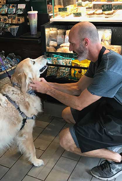 Dog in Starbucks in La Jolla