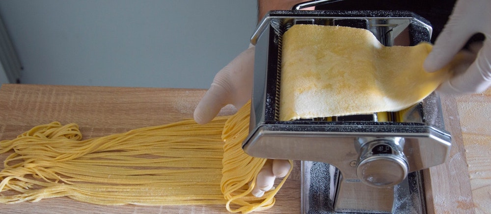 Handmade Italian pasta in a La Jolla restaurant kitchen