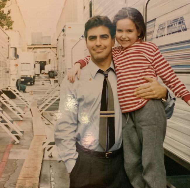 Milana Vayntrub with George Clooney - both young