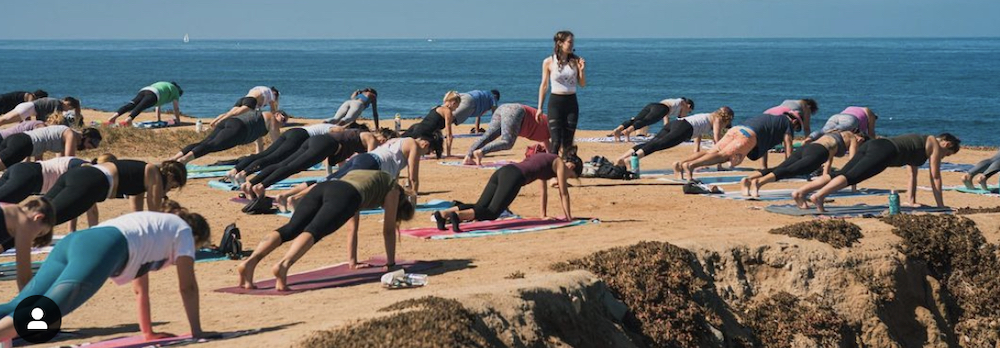 Outdoor yoga on Sunset Cliffs in San Diego