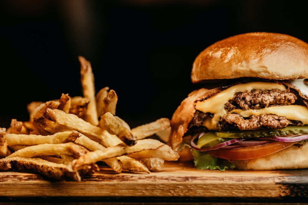 Burger and fries, typical of a La Jolla restaurant