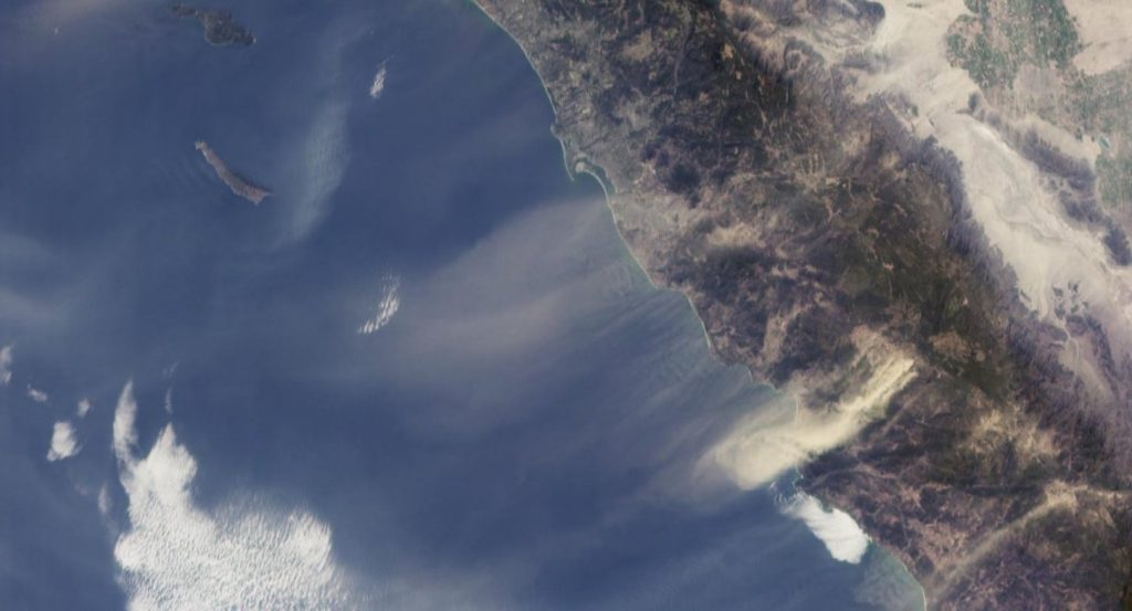 Satellite image of the Santa Ana Winds