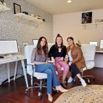 Joline Mann and the Purposer.com team, the first ethical e-commerce marketplace, sitting in their iconic polka dot office.