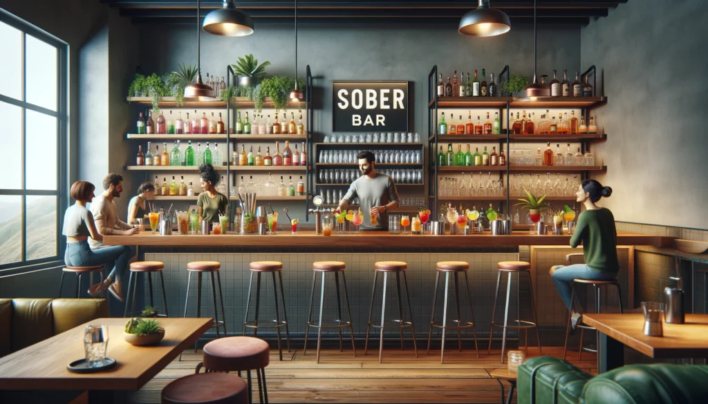 An artist's rendition of a sober bar in San Diego.