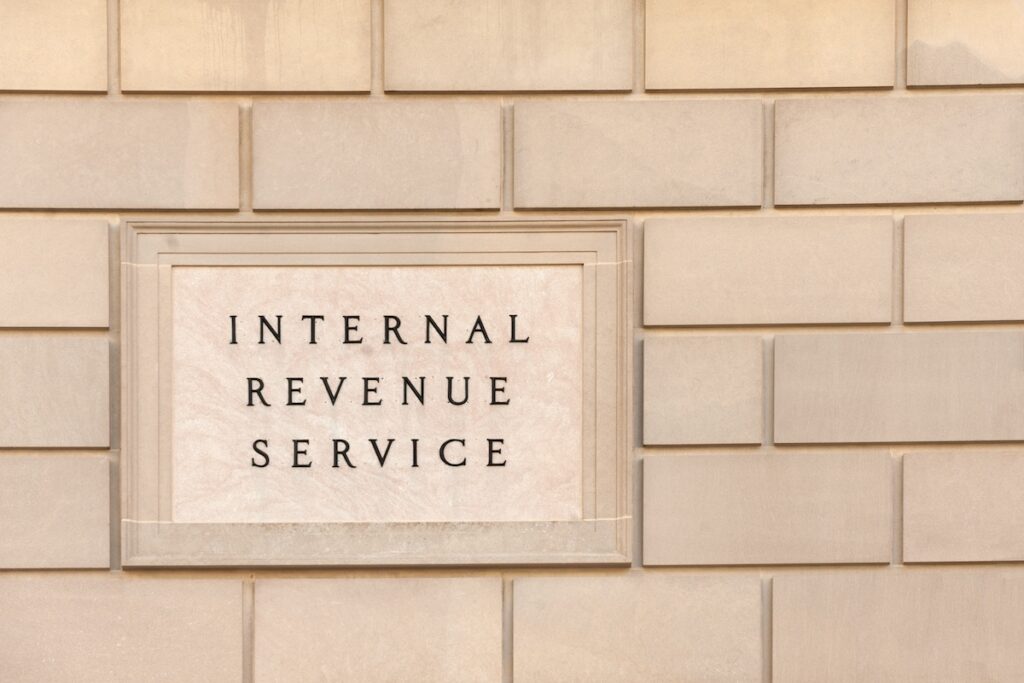 The Internal Revenue Service building sign, which has specific rules for 1031 Exchange in San Diego